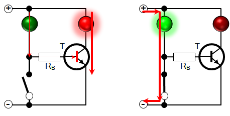 Schaltplan Transistor-Umschalteffekt